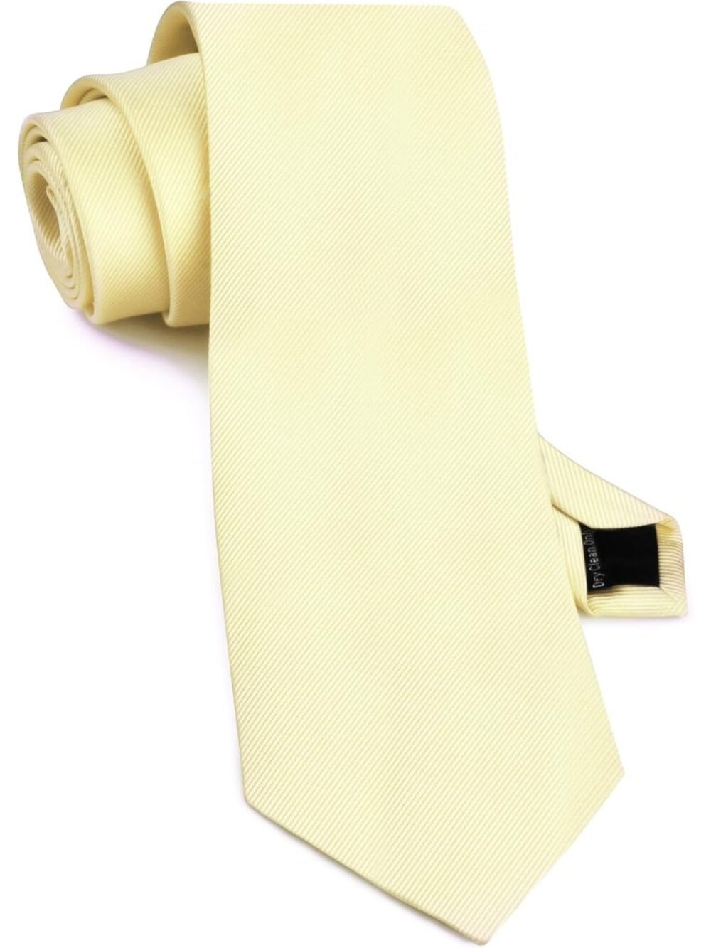 Men's Light Yellow Solid Twill Textured Formal Silk Necktie For Wedding Dress